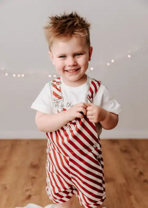 Candy Cane Denim Overalls