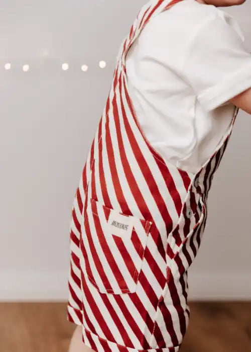 Candy Cane Denim Overalls