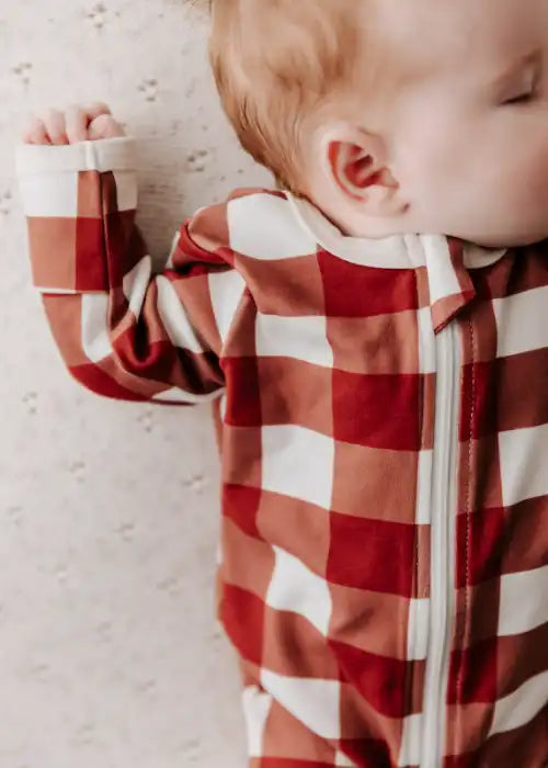 Christmas Gingham Zip Suit