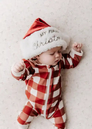 Christmas Gingham Zip Suit