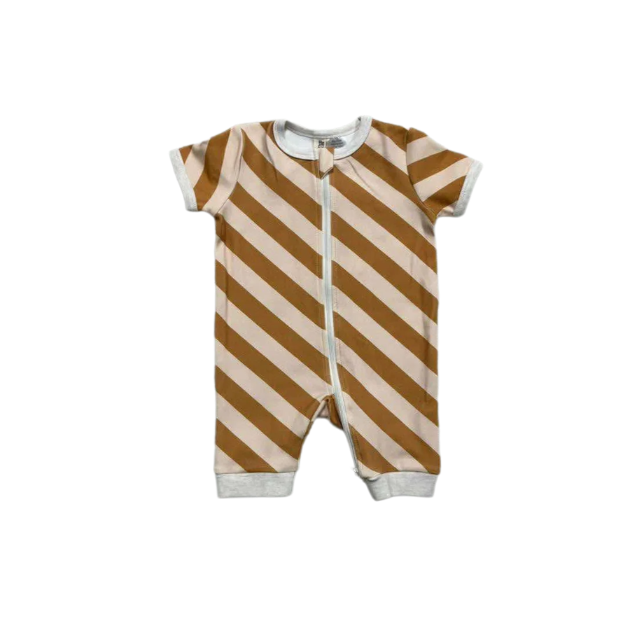 Short Zipsuit - Caramel Stripe Preorder