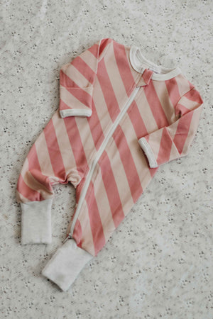 Zipsuit - Candy Pink Stripe   (Preorder Jan)