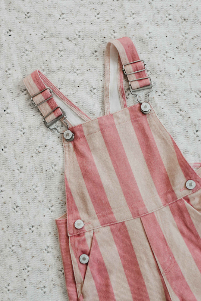 Denim Overalls - Candy Pink Stripe  (Preorder Late Dec)