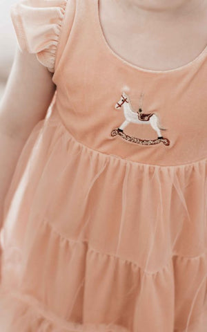 Pink Velvet Rocking Horse Playsuit/Dress