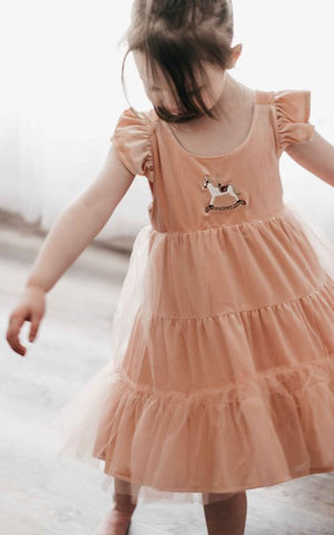 Pink Velvet Rocking Horse Playsuit/Dress