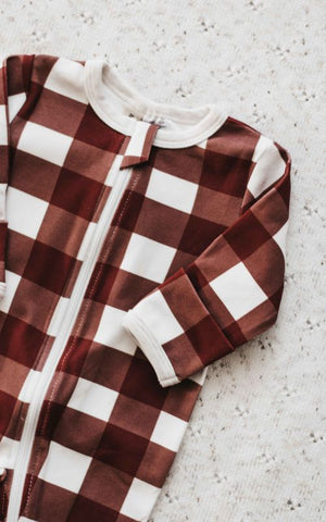 Christmas Gingham Zip Suit