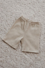 Cream Ribbed Bike Shorts