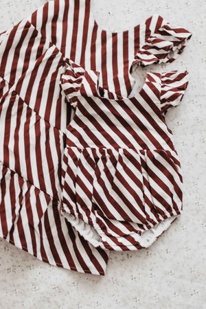 Candy Cane Playsuit Dress PREORDER OCTOBER Bencer Hazelnut