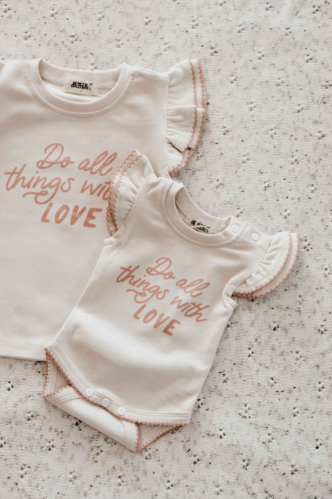 Do all things with love Bodysuit/Tee - Pink