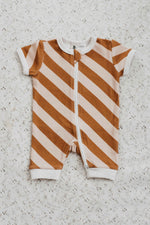 Short Zipsuit - Caramel Stripe