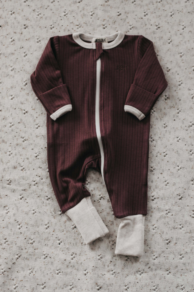 Ribbed Zipsuit - Plum