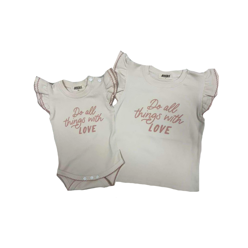 Do all things with love Bodysuit/Tee - Pink